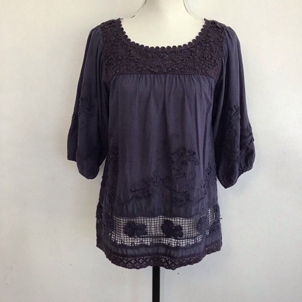 Sundance Purple Embroidered Boho Tunic